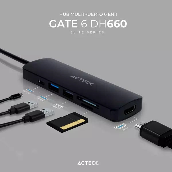 Hub Acteck Dh660 Multipuestos En 1 Gate Elite Series