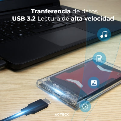 Carcasa Para Disco Duro Acteck Hc440 Usb 3.2 Armor Clear