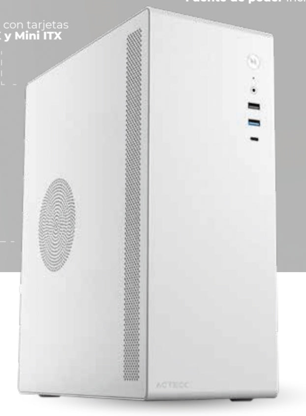 Gabinete Acteck Ac-935159 Micro-Tower Pc Metal Plástico Itx Atx Blanco