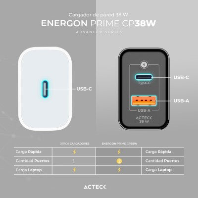 Cargador Acteck Cp38W De Pared Energon Prime Advanced Series