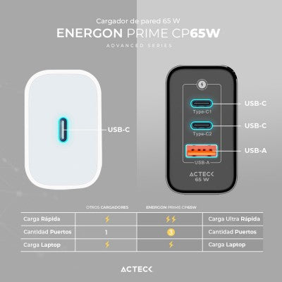 Cargador De Pared Acteck Cp65W Energon Prime Advanced Series