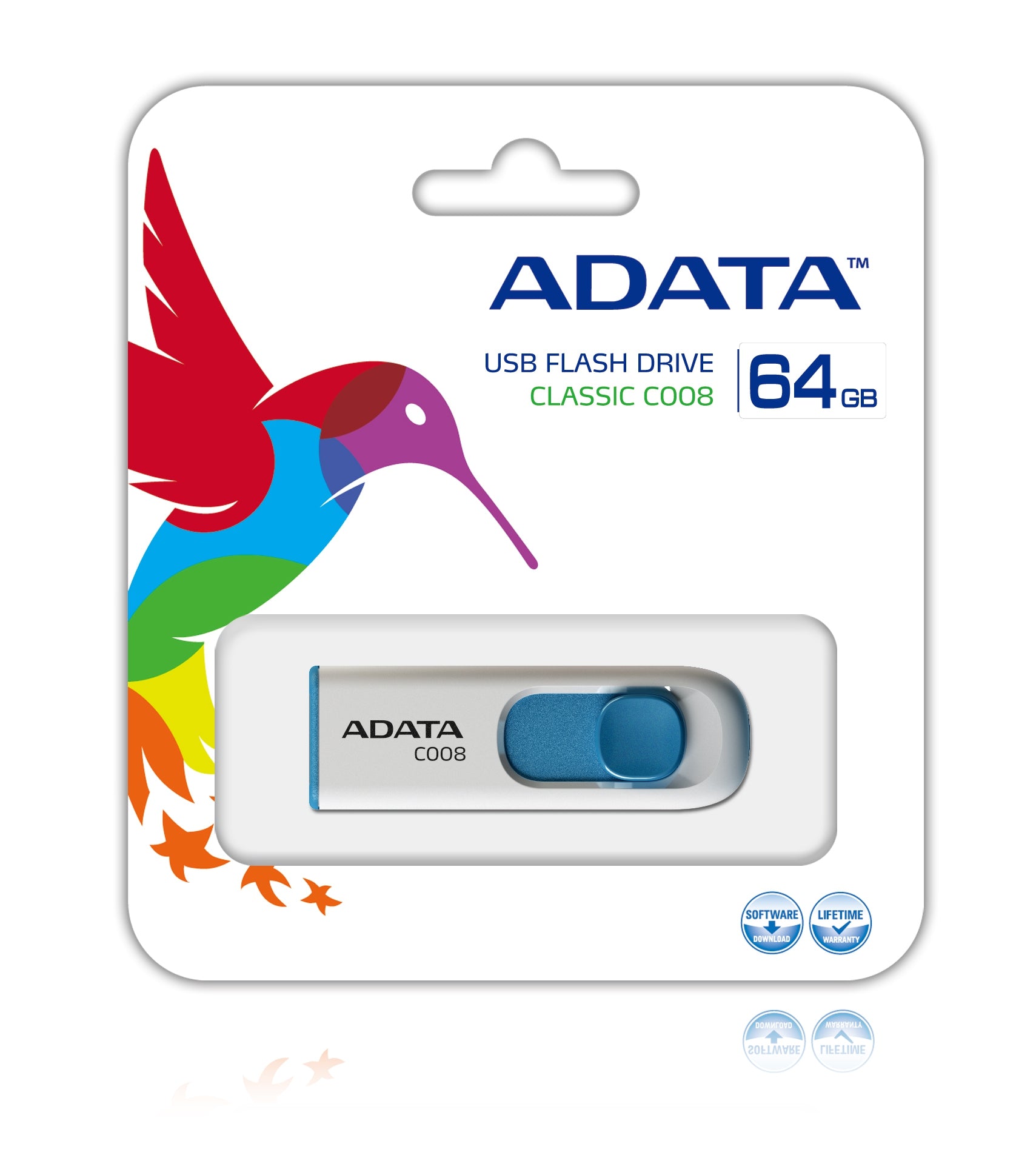 Memoria Usb Adata Ac008-64G-Rwe C008 Azul Gb