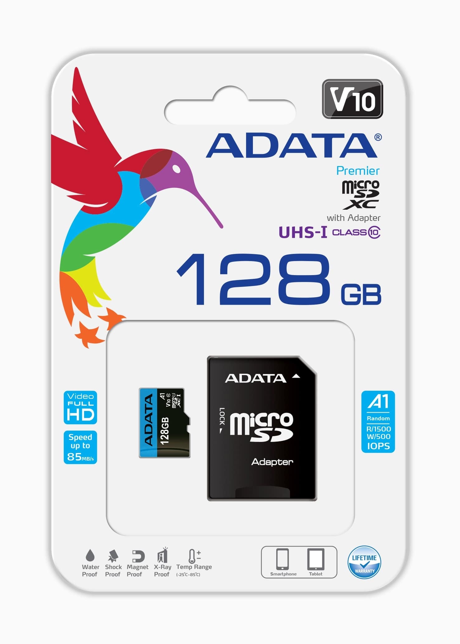 Memoria Micro Sd Adata Premier (A1 V10) Ausdx128Guicl10A1-Ra1 Gb 100 Mb/S Negro Clase