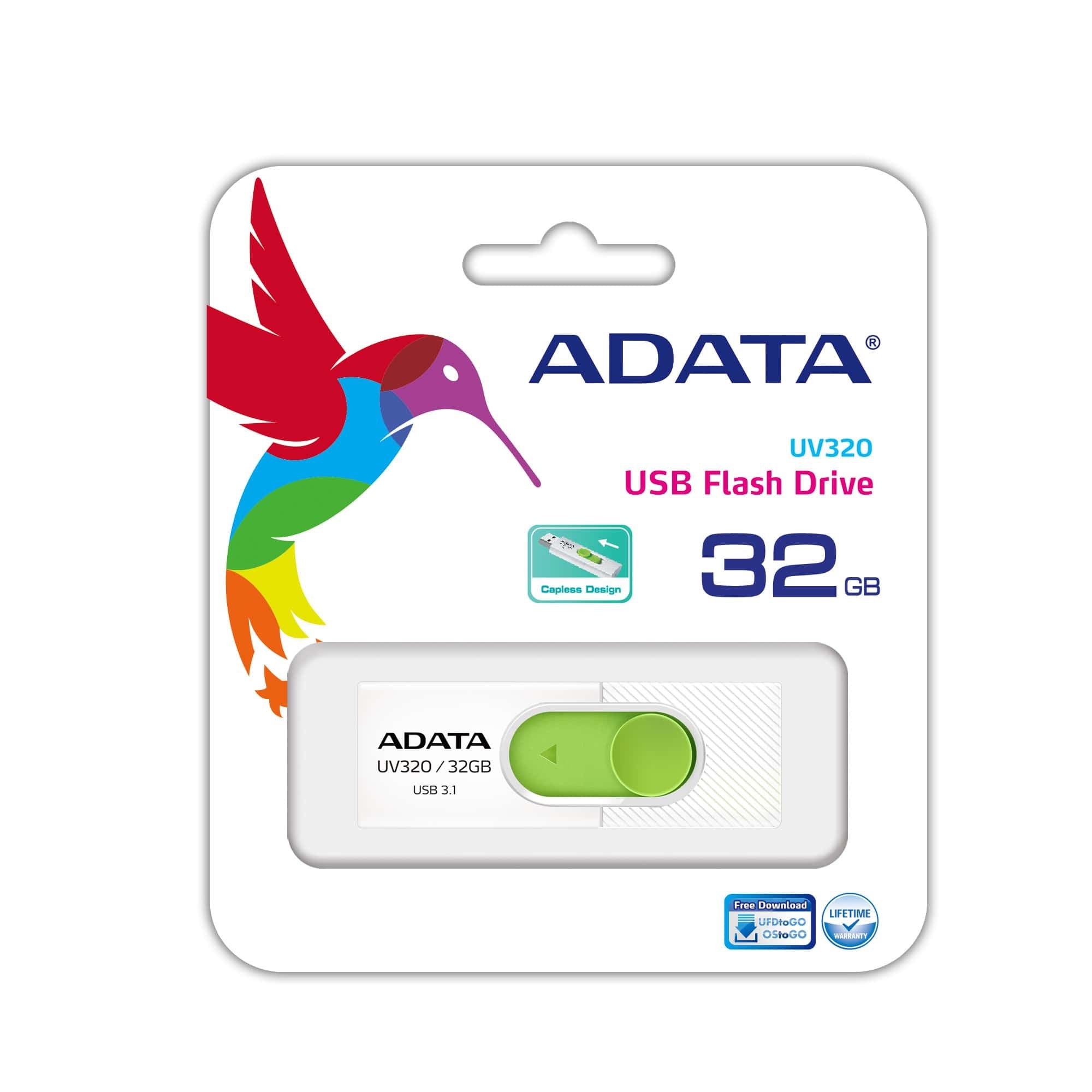 Memoria Usb Adata Auv320-32G-Rwhgn Blanco/Verde Gb 3.2