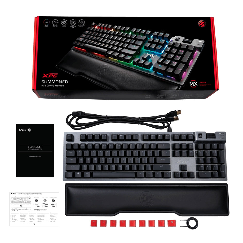 Teclado Gaming Mecánico Adata Summoner Cherry Red Mecanico Xpg Rgb Switch Reposa Muñecas