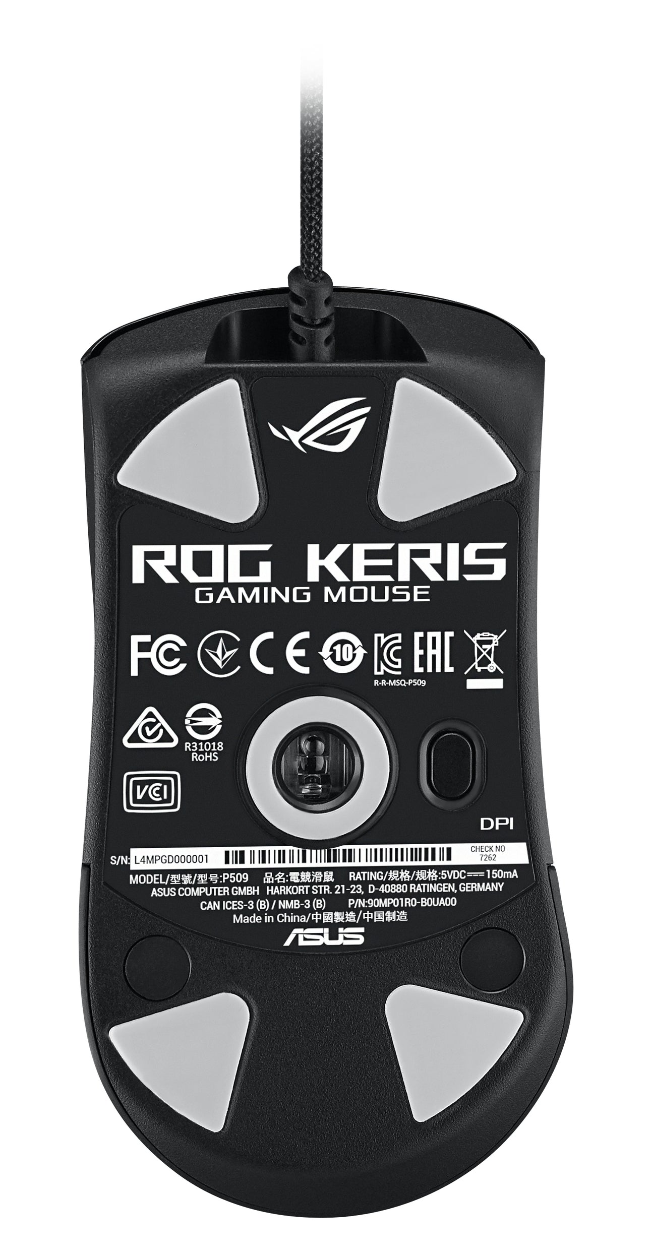 Mouse Asus P509 Rog Keris 16000Ppp/400Ips/1000Hz/Rgb