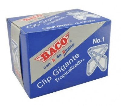 Clip Gigante Baco 12296 #1 Zincado. Caja Con Clips. Metálico