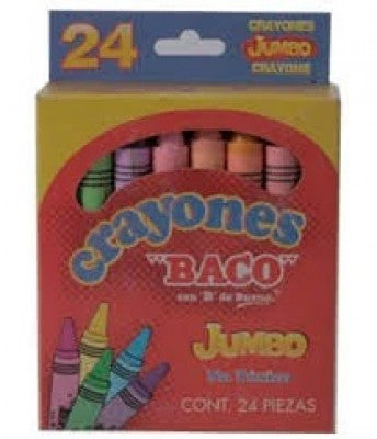 Crayones Baco 65490 Jumbo 65490. Surtido Con 24 Piezas Colores Variados.