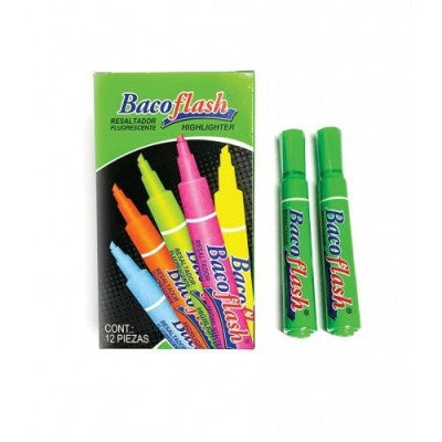 Resaltador Baco 99358 Bacoflash Verde. Plegadiza Con 12 Piezas