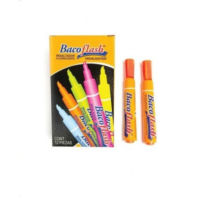 Resaltador Baco 99396 Bacoflash Naranja. Plegadiza Con 12 Piezas