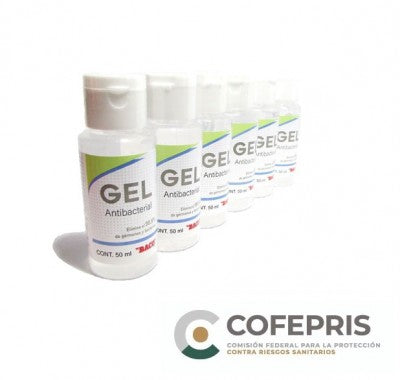 Gel Antibacterial Baco Gl-001 Gl-001. Alcohol 70%. Plegadiza Con 10 Frascos De 50 Ml.