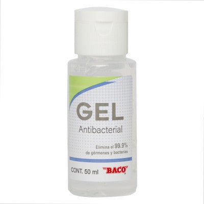 Gel Antibacterial Baco Gl-001 Gl-001. Alcohol 70%. Plegadiza Con 10 Frascos De 50 Ml.