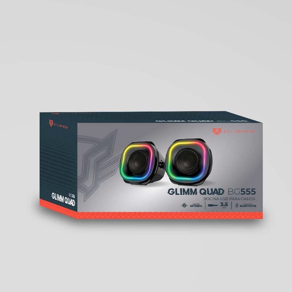 Bocinas Gaming Balam Rush Bg555 2.0 Gamer Glimm Quad Conexión Bluetooth/Auxiliar Controlador Touch Iluminación Led 3 Modos 10W Rms. Sonido Estéreo Alimentació