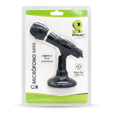 Micrófono Mini Para Pc Brobotix 136483 Alámbrico 1.30 Mts 11 Cms Negro