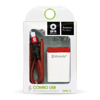 Cargador Brobotix Usb C/Cable Tipo Rápida Rojo Pared 5 V 1 Puerto V3.0