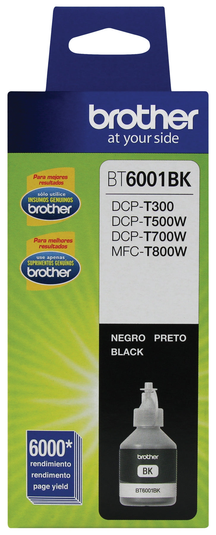 Botella De Tinta Brother Bt6001Bk Negra Compatible Solo Con Equipos Dcpt300 Dcpt500W Dcpt700W Mfct800W