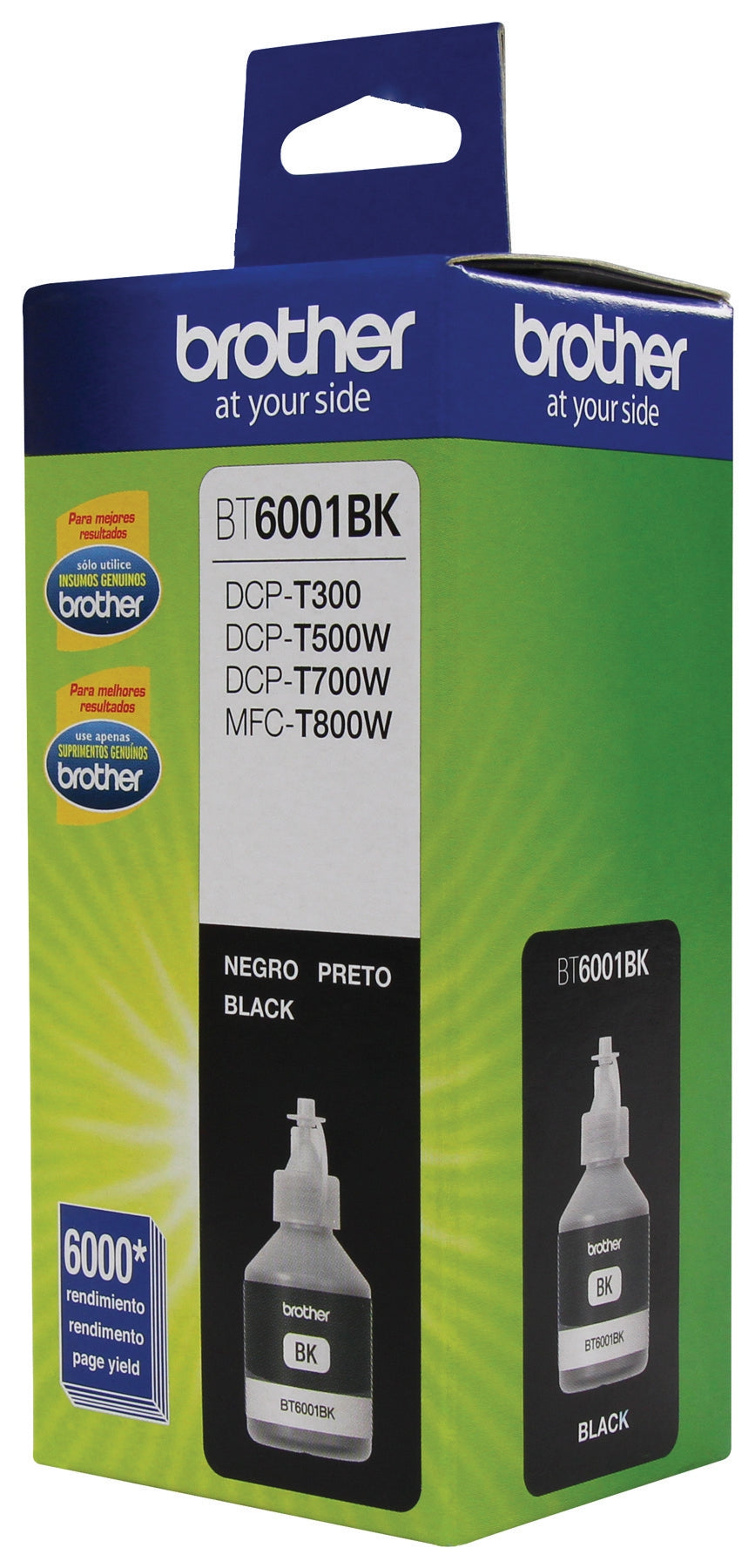 Botella De Tinta Brother Bt6001Bk Negra Compatible Solo Con Equipos Dcpt300 Dcpt500W Dcpt700W Mfct800W