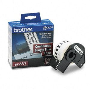 Cinta Brother Dk2211 Etiqueta Blanca Plástica Continua No Laminada De 29 Mm Ancho X 15.2 Mts Largo. Impresión En Negro. Ql800 / Ql810W Ql1110Nwb.