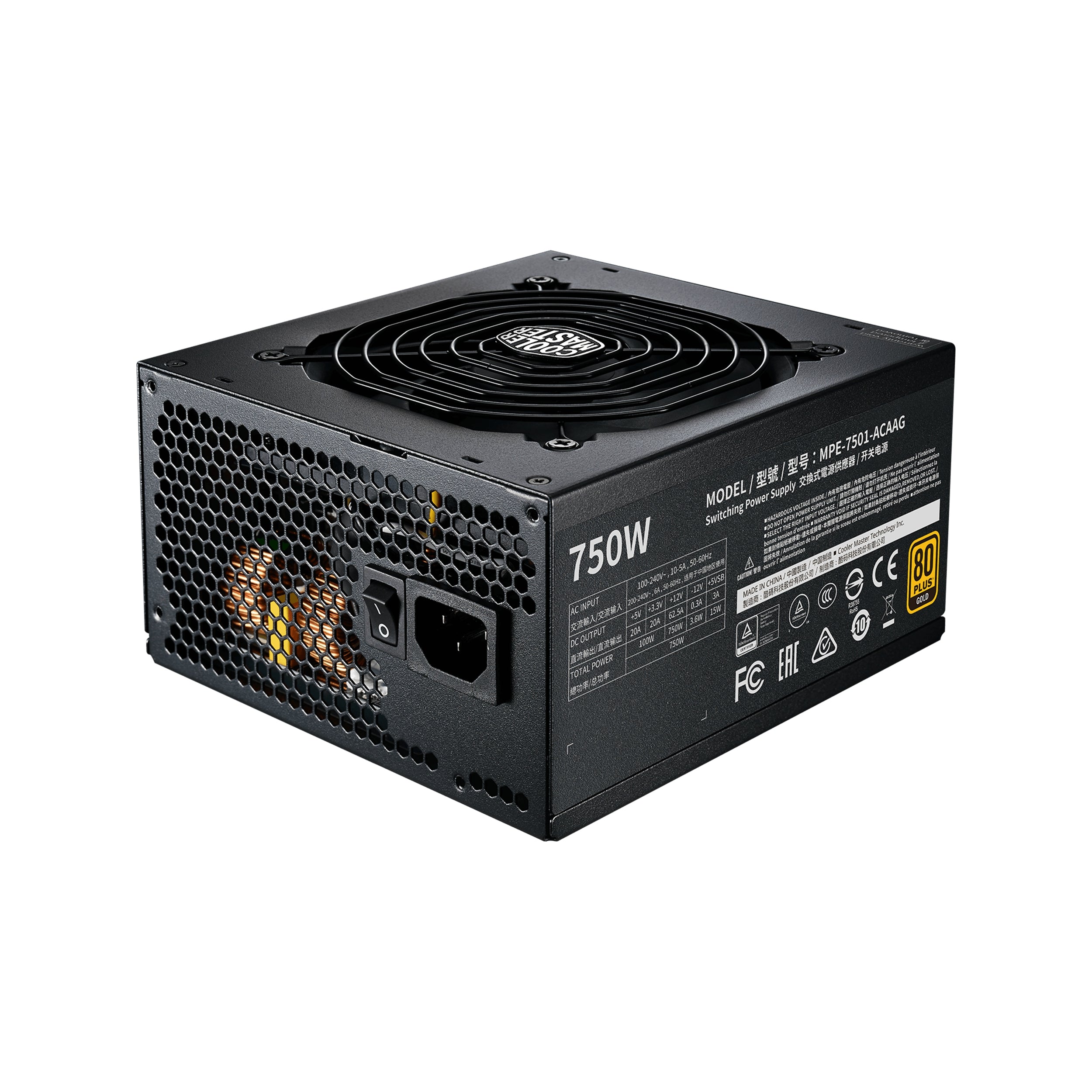 Fuente De Poder Cooler Master Mpe-7501-Afaag-U2 Gaming W 90 -264 V 47 63 Hz Alimentador Energía Para Tarjeta Madre 24-Pines Atx