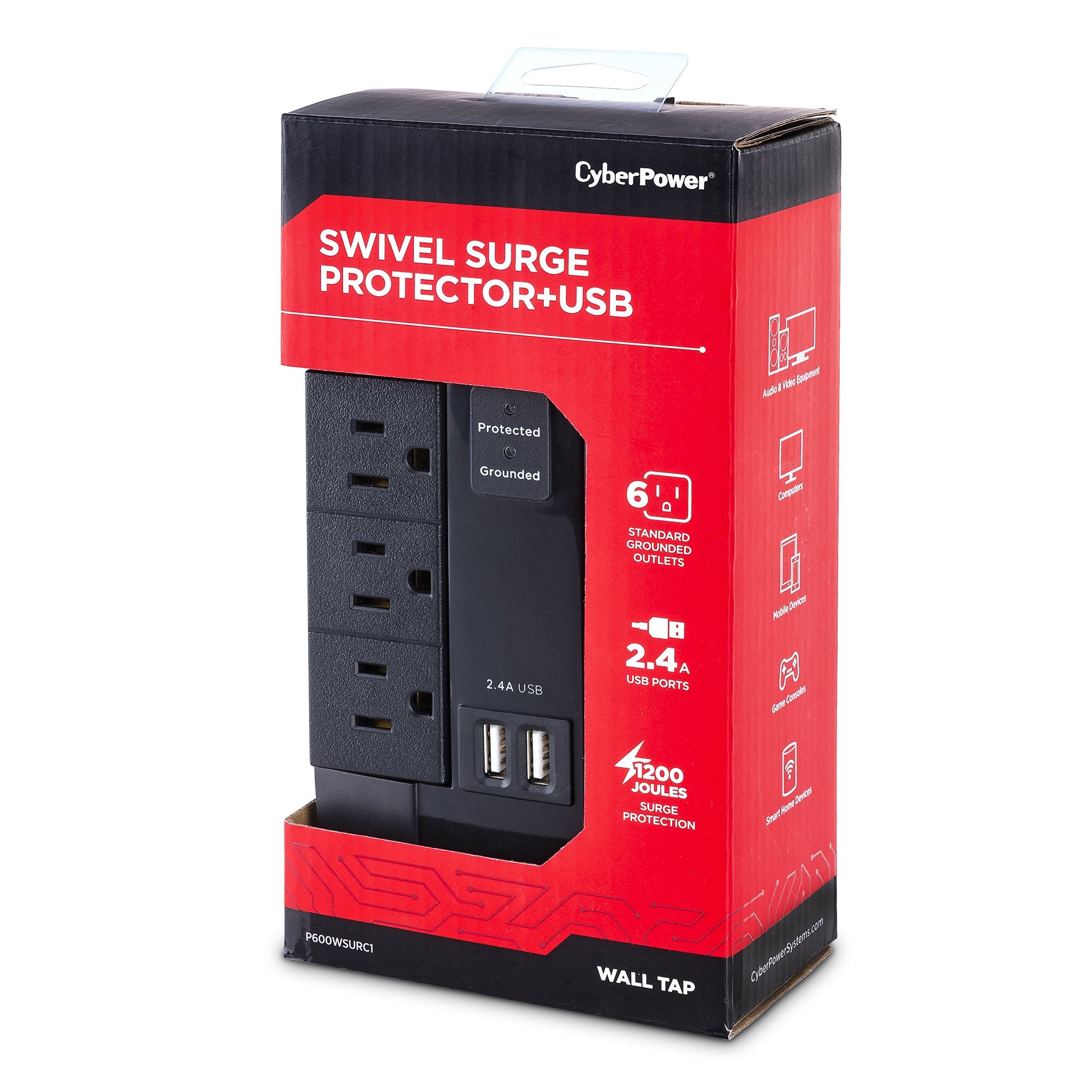 Supresor De Picos Pared Cyberpower P600Wsurc1