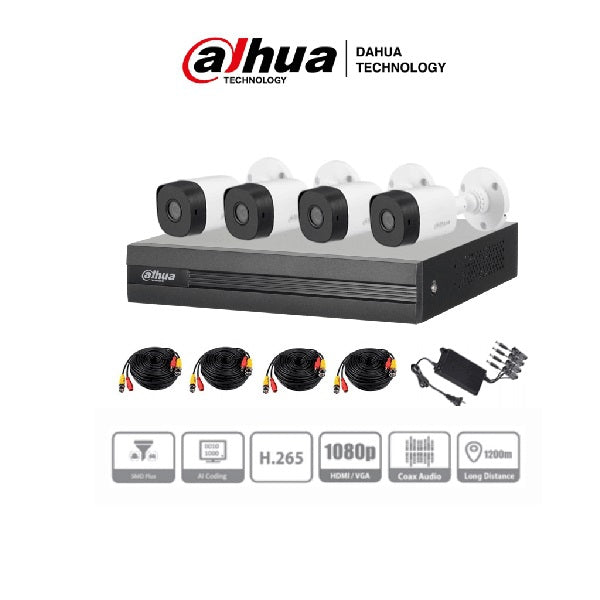 Kit De 4 Canales De 2 Mp/4 Camaras 2Mp(Dh-Kit/Xvr1B04-I/4-B1A21N-0360)