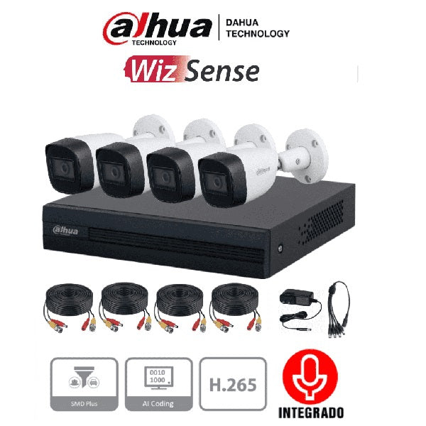 Kit De Videovigilancia Dahua Technology Dh-Kit/Xvr1B04-I/4-Hfw1200Cmn-A-0280B-S5 1920 1080 Pixeles