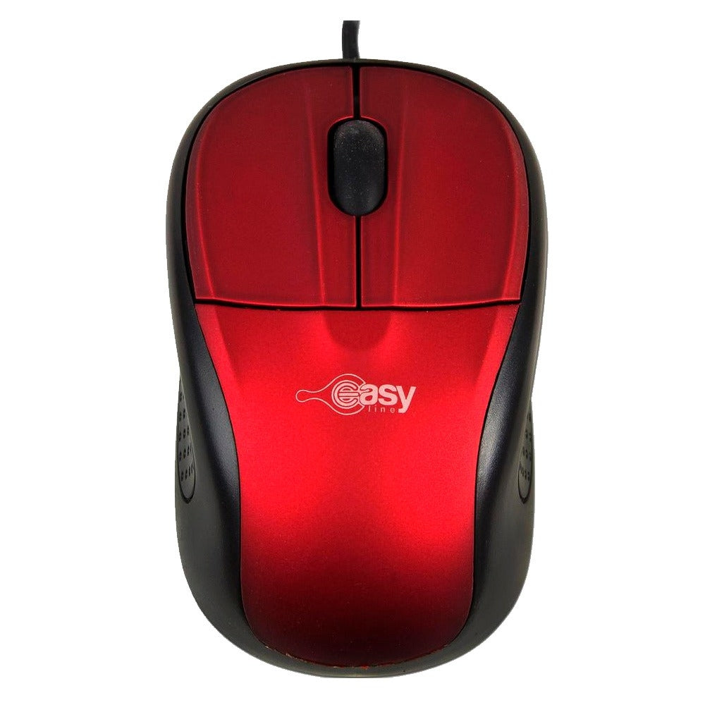 Mouse Easy Line El-993315 Rojo Botones Óptico 1000 Dpi