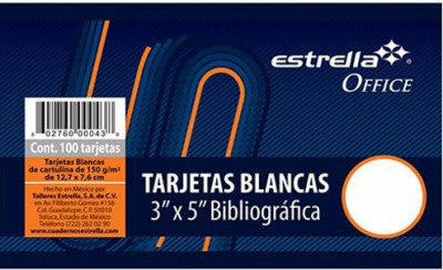 Tarjetas 3X5 Rayado Bibliografica 100 H Estrella 0042 Bibliográfica De Rayada Con Piezas