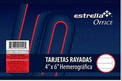 Tarjetas 4X6 Rayado Hemerografica 100 Estrella 0044