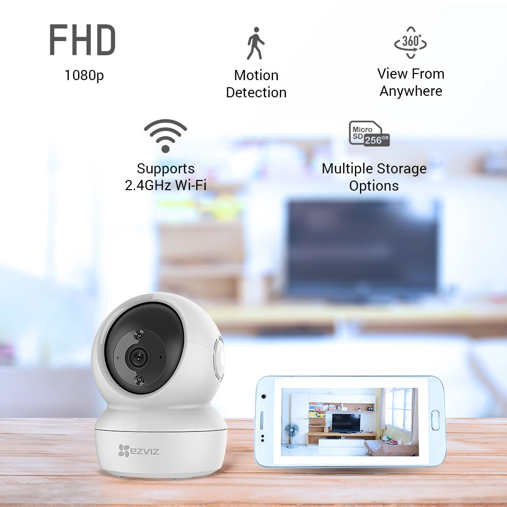 Mini Cámara Ip Ezviz C6N Pt 2 Megapixel/Smart Tracking/Uso Residencial/ Grabación En La Nube/ Audio De Dos Vías/ Notificación Push/ Micro Sd Hasta 256 Gb