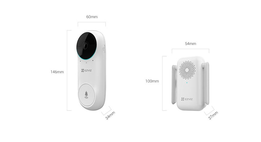 Timbre Inalámbrico Ezviz Db2C (Doorbell) De Batería Recargable (1920X1080) / Sirena Wifi Micro Sd Hasta 128 Gb Uso En Interior (Db2C)