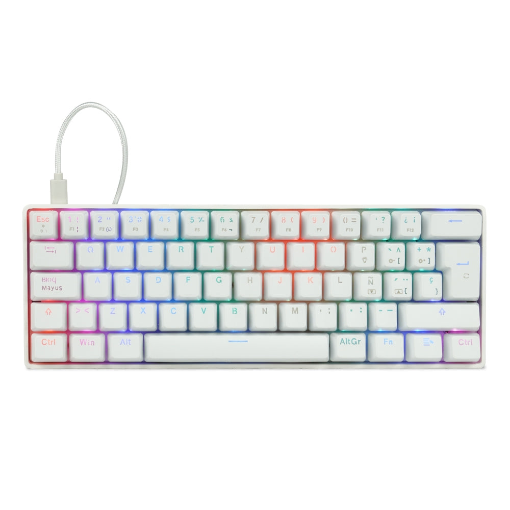 Teclado Mecánico Game Factor Kbg560-Rd 60% Rgb Teclas Extras Red Intercambiables Switch Usb Rojo