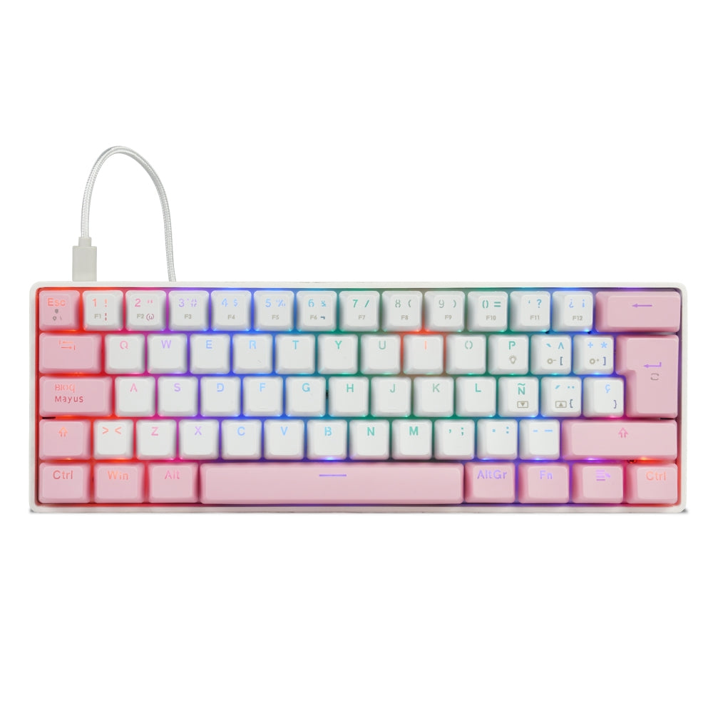 Teclado Mecánico Game Factor Kbg560-Rd 60% Rgb Teclas Extras Red Intercambiables Switch Usb Rojo