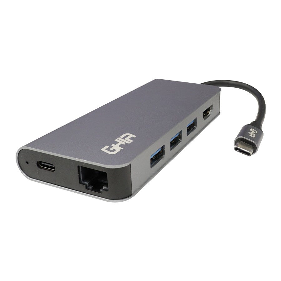 Adaptador Multipuerto 8 En 1 Ghia Usb 3.1 De Tipo C A Hdmi/Rj45/Usb 3.1 3/Micro Sd/ Memoria Sd / C Pd