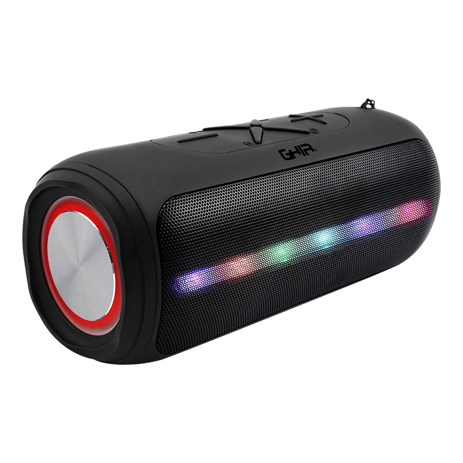 Bocina Bluetooth Ghia Bx201 Negra / 5Wx2 / Aux / Radio Fm/ Micro Sd Card/Usb /Tws/Rgb Led