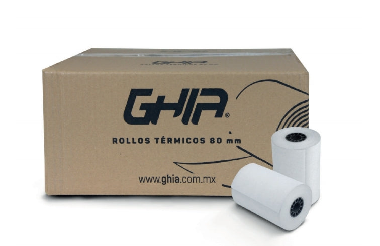 Caja Rollo Papel Termico Ghia 80X70 Mm /50 Piezas /Para Impresoras De 80Mm // Reaccion Negro