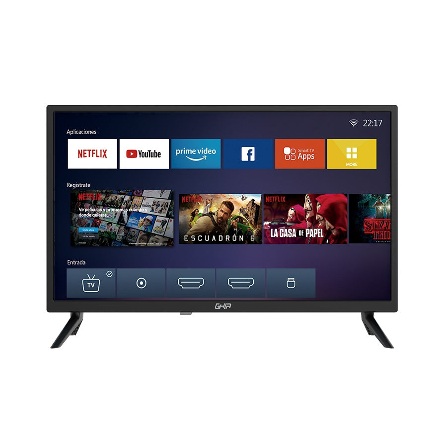 Television Smart Ghia Netflix Hd 24 Pulg 720P Wifi /3 Hdmi / 2 Usb / Rca/Optico/ 60Hz