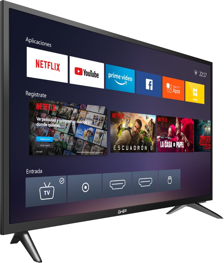 Television Smart Ghia Netflix Hd 32 Pulg 720P Wifi /2 Hdmi / 2 Usb / Rca/Optico/3.5Mm 60Hz