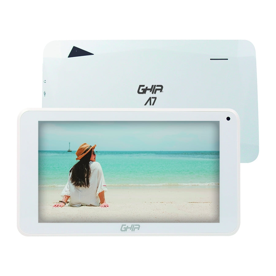 Tablet Ghia A7 Wifi/A133 Quadcore/Wifi/Bt/1Gb/16Gb/0.3Mp2Mp/2100Mah/Android 11 Go Edition/Blanca