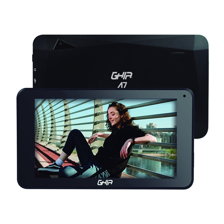 Tablet Ghia A7 Wifi/A133 Quadcore/Wifi/Bt/1Gb/16Gb/0.3Mp2Mp/2100Mah/Android 11 Go Edition/Negra