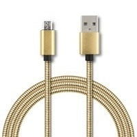 Cable Micro Usb Forro Metalico Ghia 1.0 Mts Usb 2.1 Cargador Y Transferencia De Datos Dorado