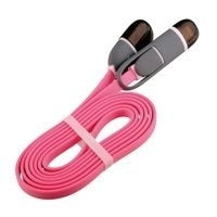 Cable 2 En 1 Micro Usb/Tipo Lightning Ghia 1.0 Mts Usb 2.1 Carga Y Transferencia De Datos Con Protector Para Entrada Y Salida Rosa/Gris