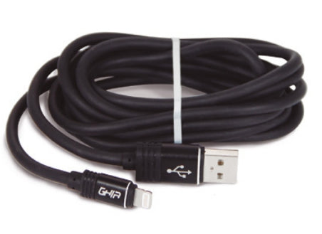 Cable Ghia Tipo Lightning 2.0 Mts, Usb 2.1 Color Negro