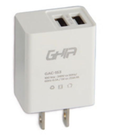 Cargador De Pared Ghia Con Dos Salidas Usb 2.1A /1.0A