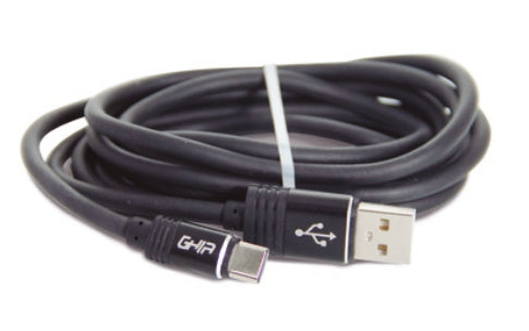 Cable Usb Tipo C Ghia 2.0 Mts, Datos Y Carga, Color Negro