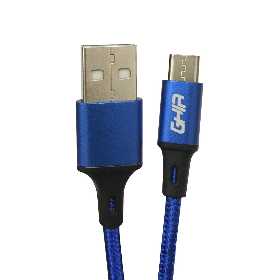 Cable Micro Usb Ghia Nylon Color Azul De 1M