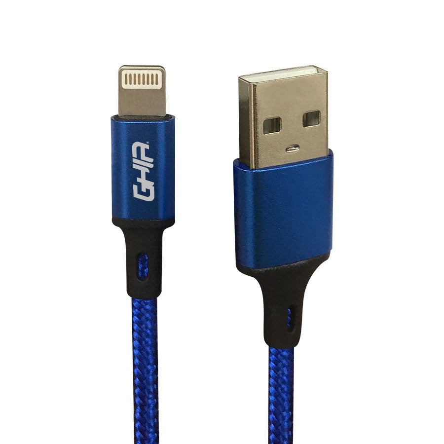 Cable Usb Tipo Lightning Ghia 1M Nylon Color Azul