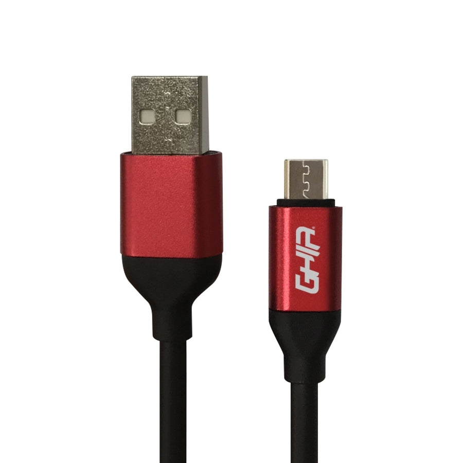 Cable Micro Usb Ghia 1M Color Negro/Rojo