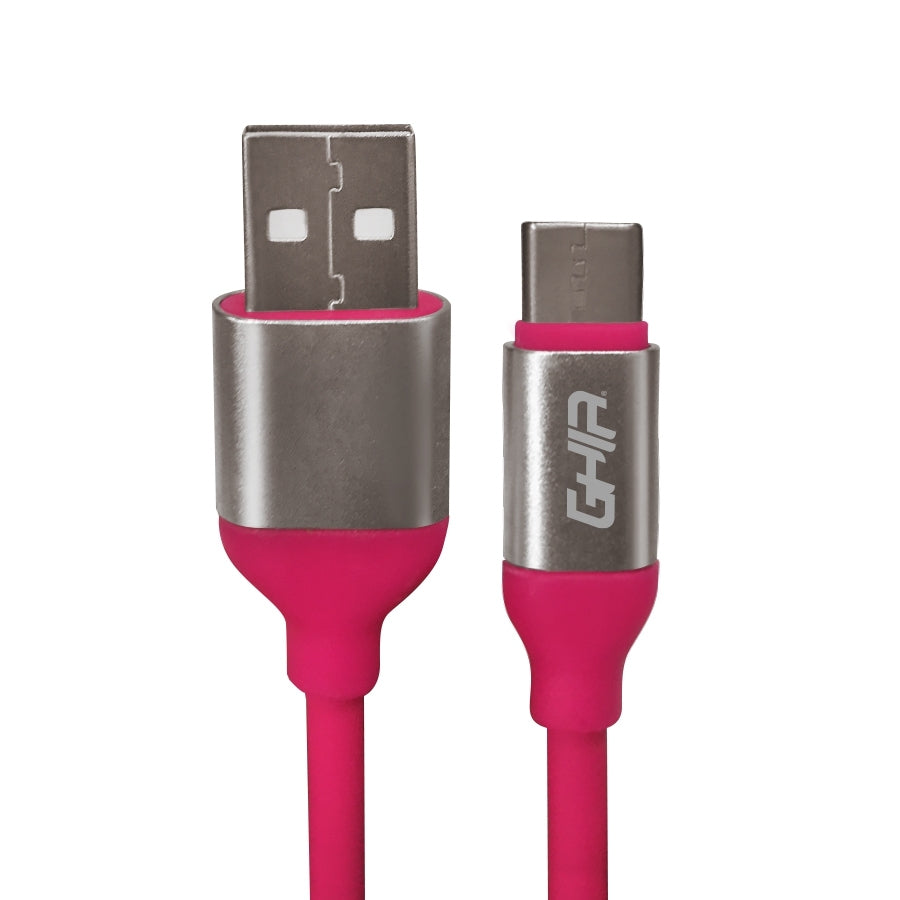 Cable Usb Tipo C Ghia 1M Color Rosa