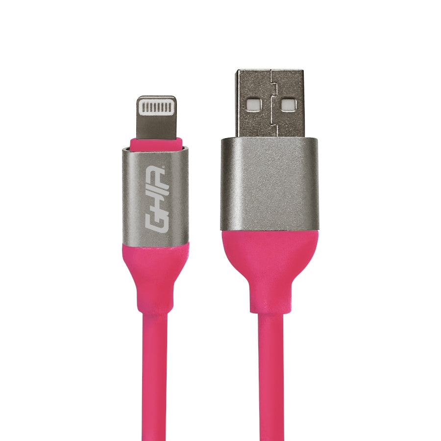 Cable Usb Tipo Lightning Ghia 1M Color Rosa